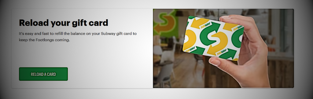 Reloading A subway Gift Card For Further Use