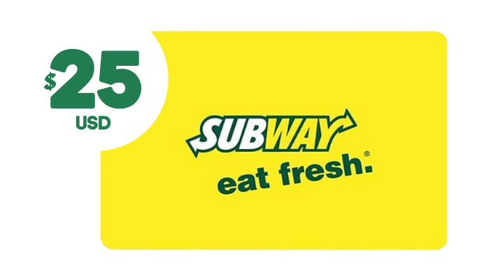 A picture edited to show Subway Gift Card of $25 worth