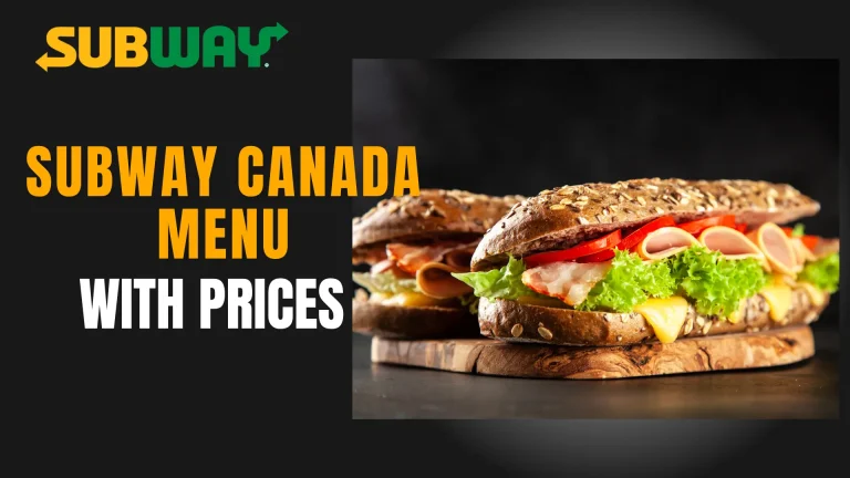 Subway Canada Menu with prices